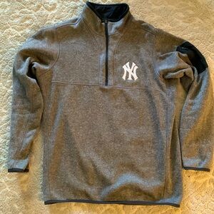New York Yankees Antigua Fortune Half-Zip Sweater - Heathered Charcoal - Mens L